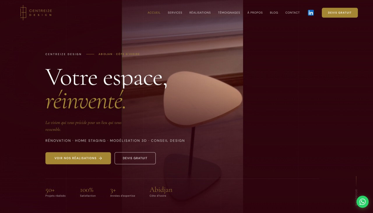 Centreize Design — projet livré par Hyacinthe N'Goma (Orizon Group Services)
